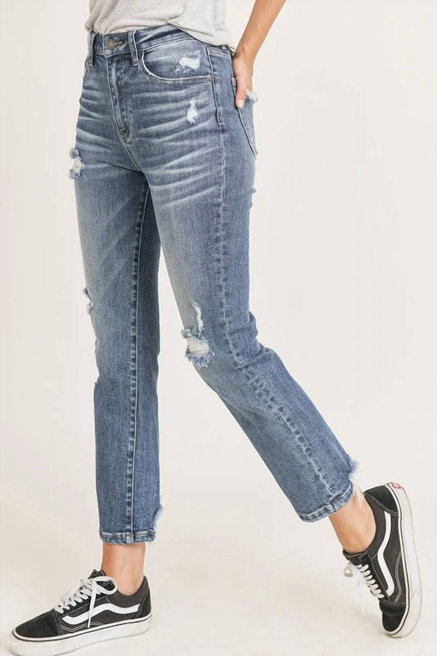 Risen - Women's Vintage Washed Straight Jeans
