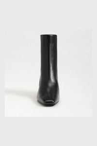 Sam Edelman Women's Margo Kitten Heel Bootie in black gloss leather - women's shoe - detail view
