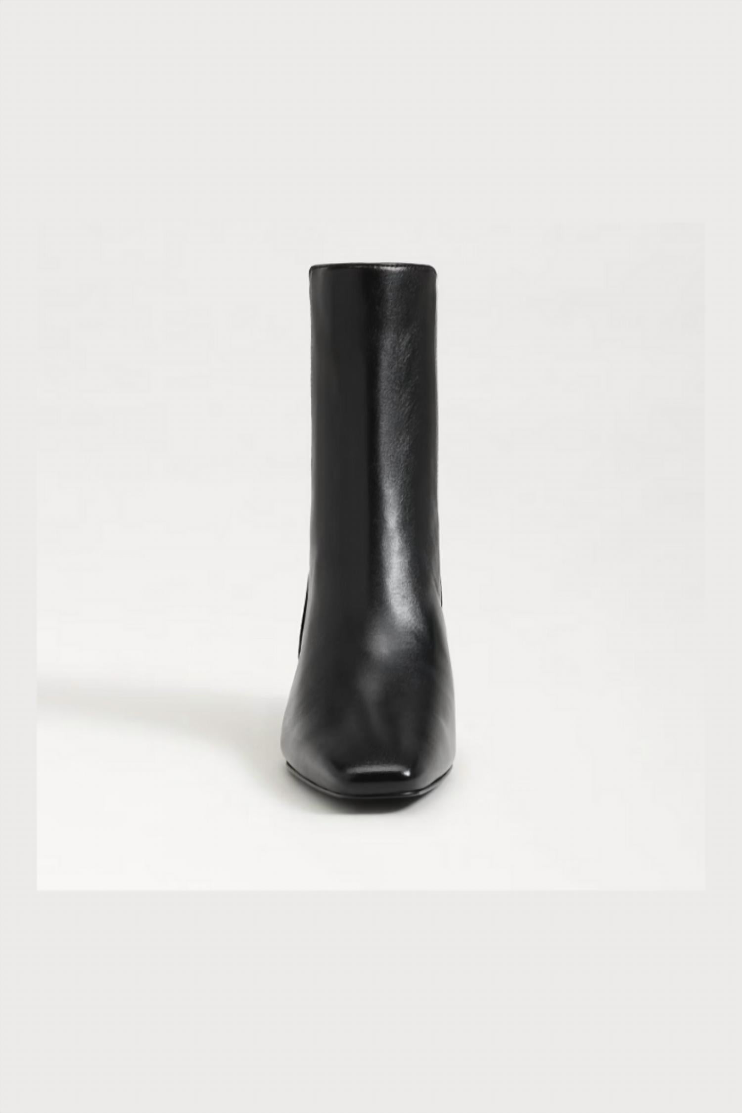 Sam Edelman Women's Margo Kitten Heel Bootie in black gloss leather - women's shoe - detail view