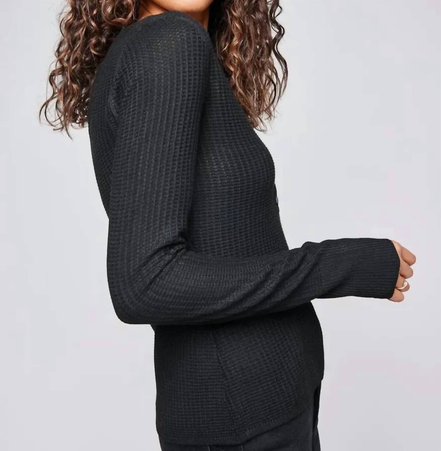 Gentle Fawn Abigail Long Sleeve Top in black - women's long sleeve top - alternate view