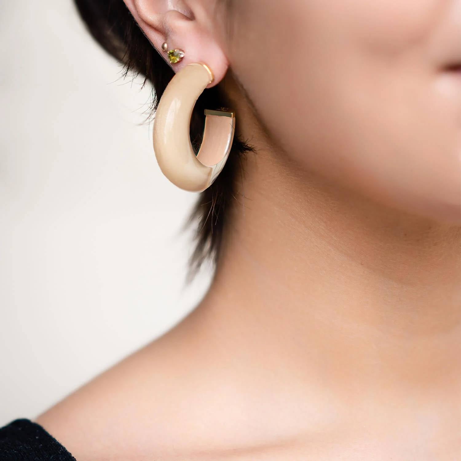 Gold & Honey - Women's Small Illusion Lucite Hoop Earrings