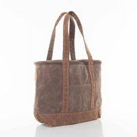 CB Station Women's Waxed Canvas Large Lunch Tote Cooler Bag in olive with khaki - women's bag - alternate view
