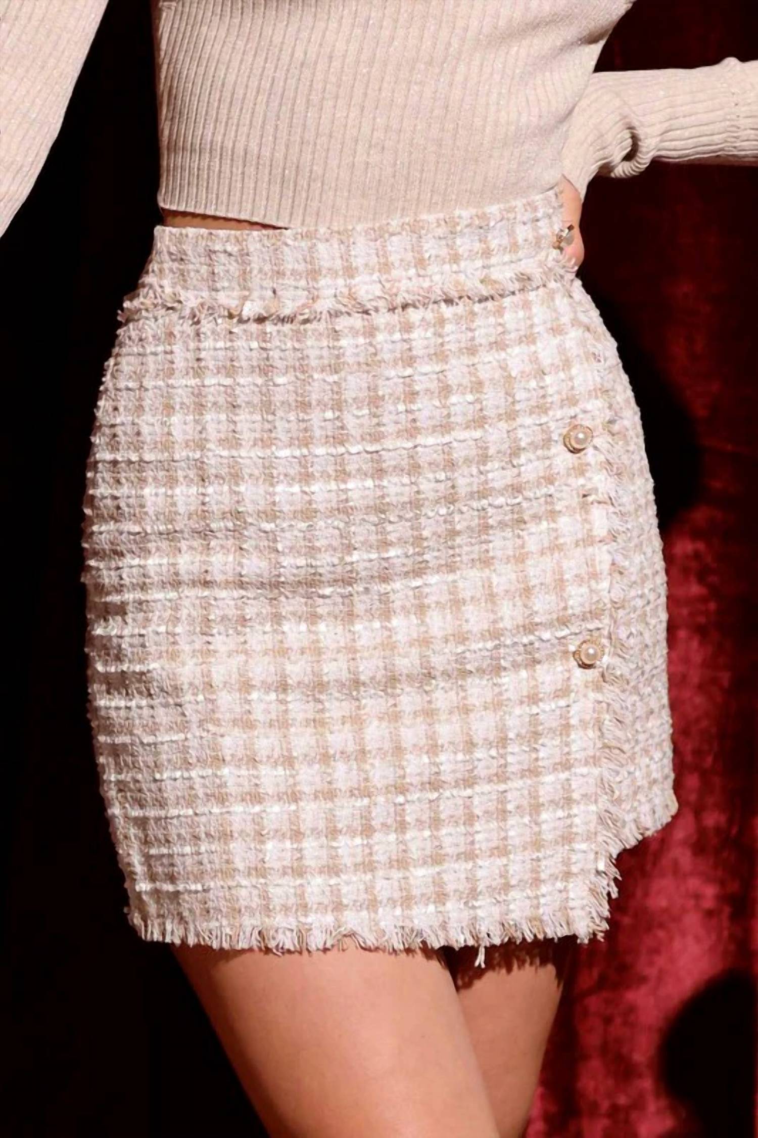 Blu Pepper - Button Up Tweed Skirt