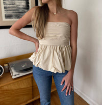 Sofie The Label - Elsie Cream Peplum Sleeveless Top