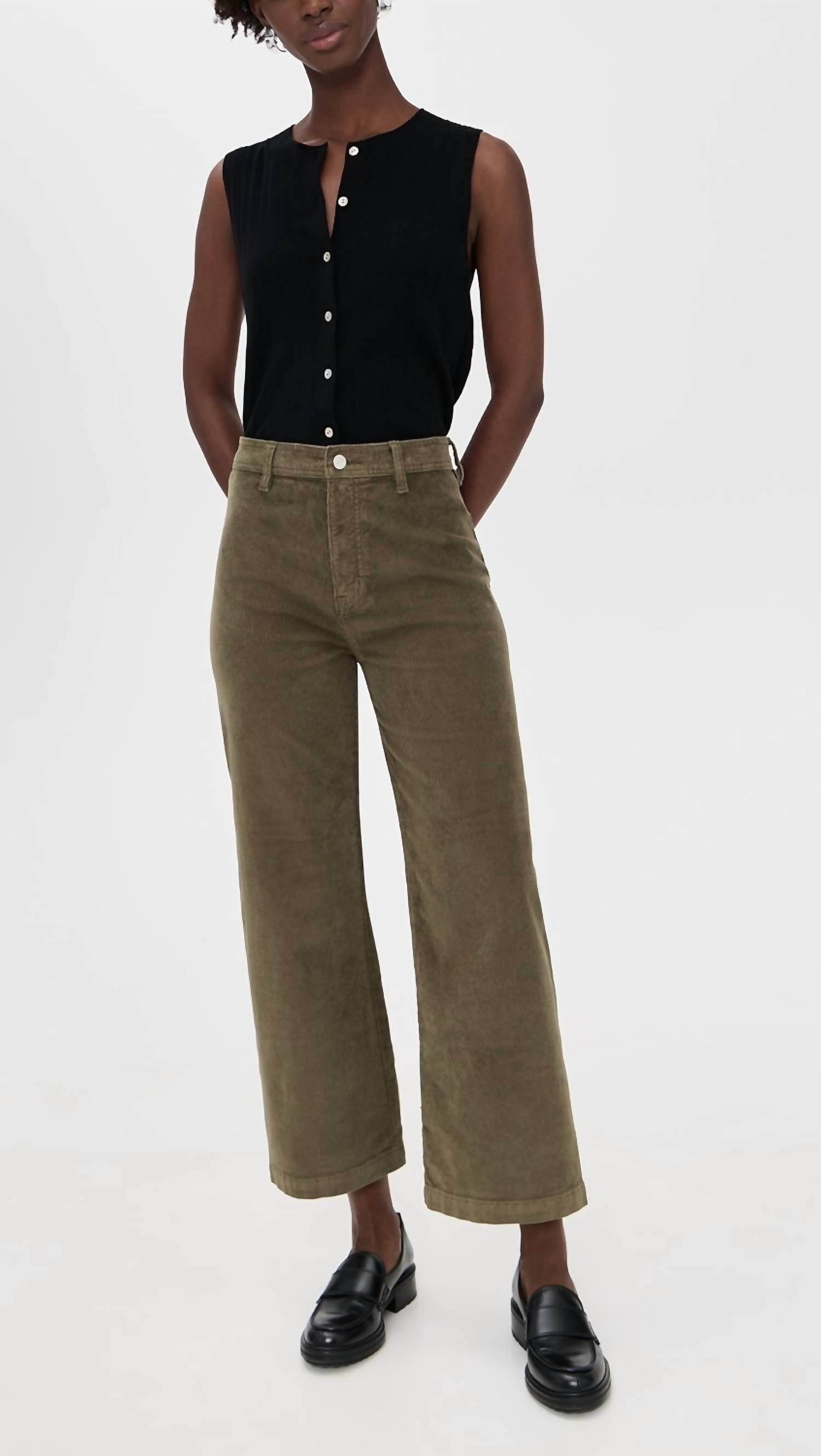 PISTOLA Penny Crop Corduroy Pants in sequoia - women's pants - view 4