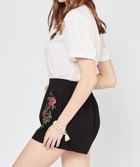 entro Floral Embroidered Shorts in black - women's shorts - alternate view