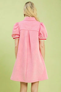 Umgee - Solid Jacquard Stripe Band Mini Dress