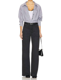 Good American - Good Standard Ease Wide Leg Raw Cut Hem Jean