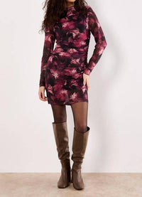 Apricot - Paintbrush Floral Mesh Dress