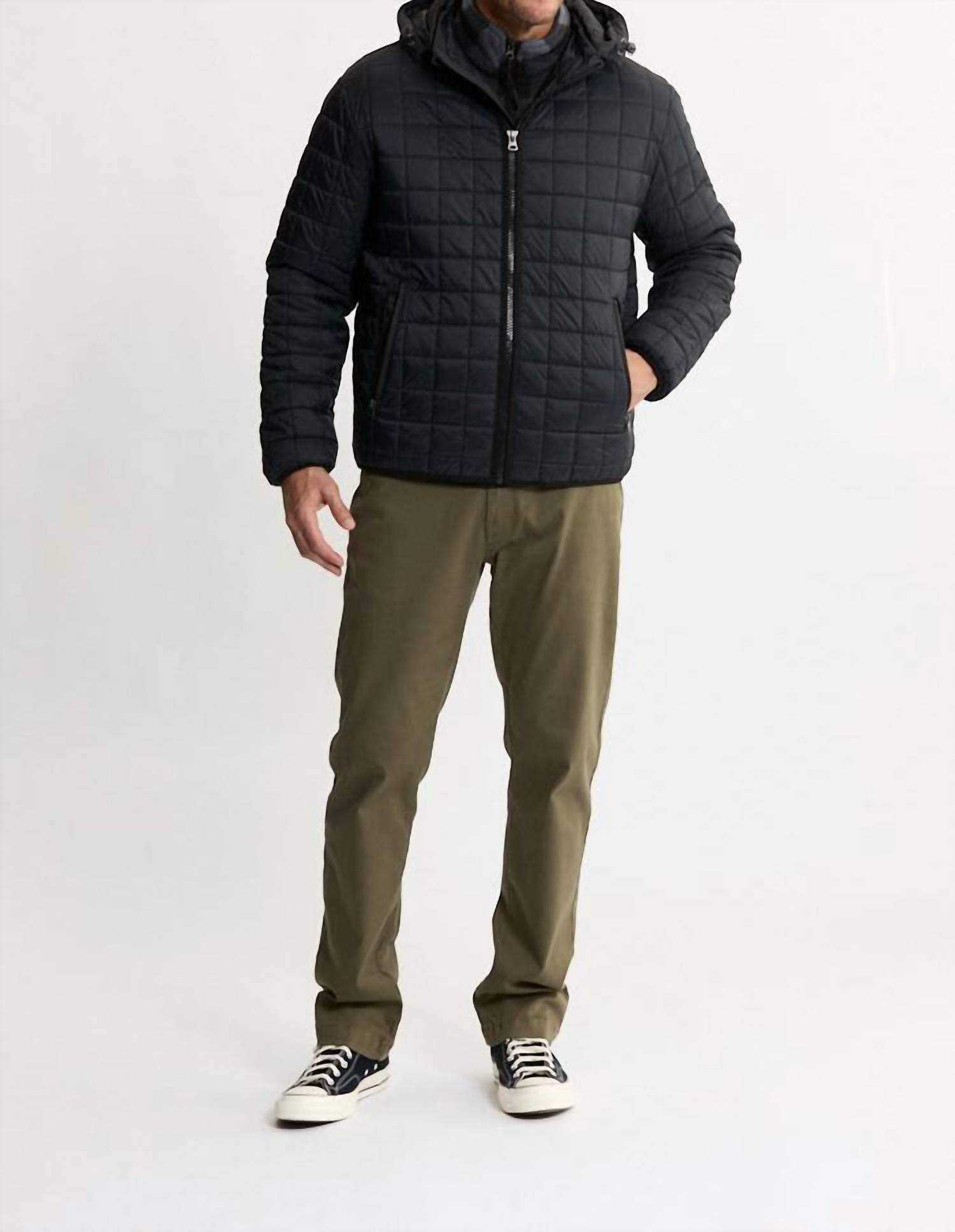 JACHS NEW YORK Light Quilted Hooded Puffer Jacket in black - men's jacket - view 4