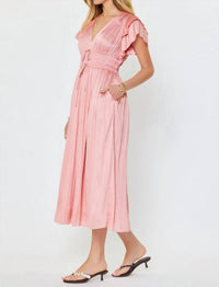 Current Air - Boardwalk Pink Pleated Midi Dress