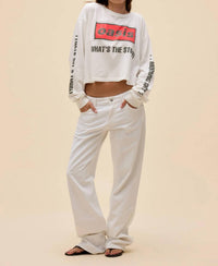 DAYDREAMER Oasis Morning Glory Meet & Greet Long Sleeve Tee in white - women's long sleeve top