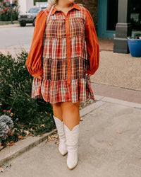 Entro - Fall Vibes Plaid Mini Dress - Plus