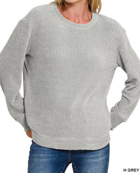 42Pops - Chenille Waffle Round Neck Sweater