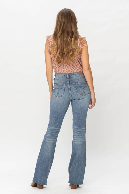Judy Blue - Mid Rise Raw Hem Bootcut Jean