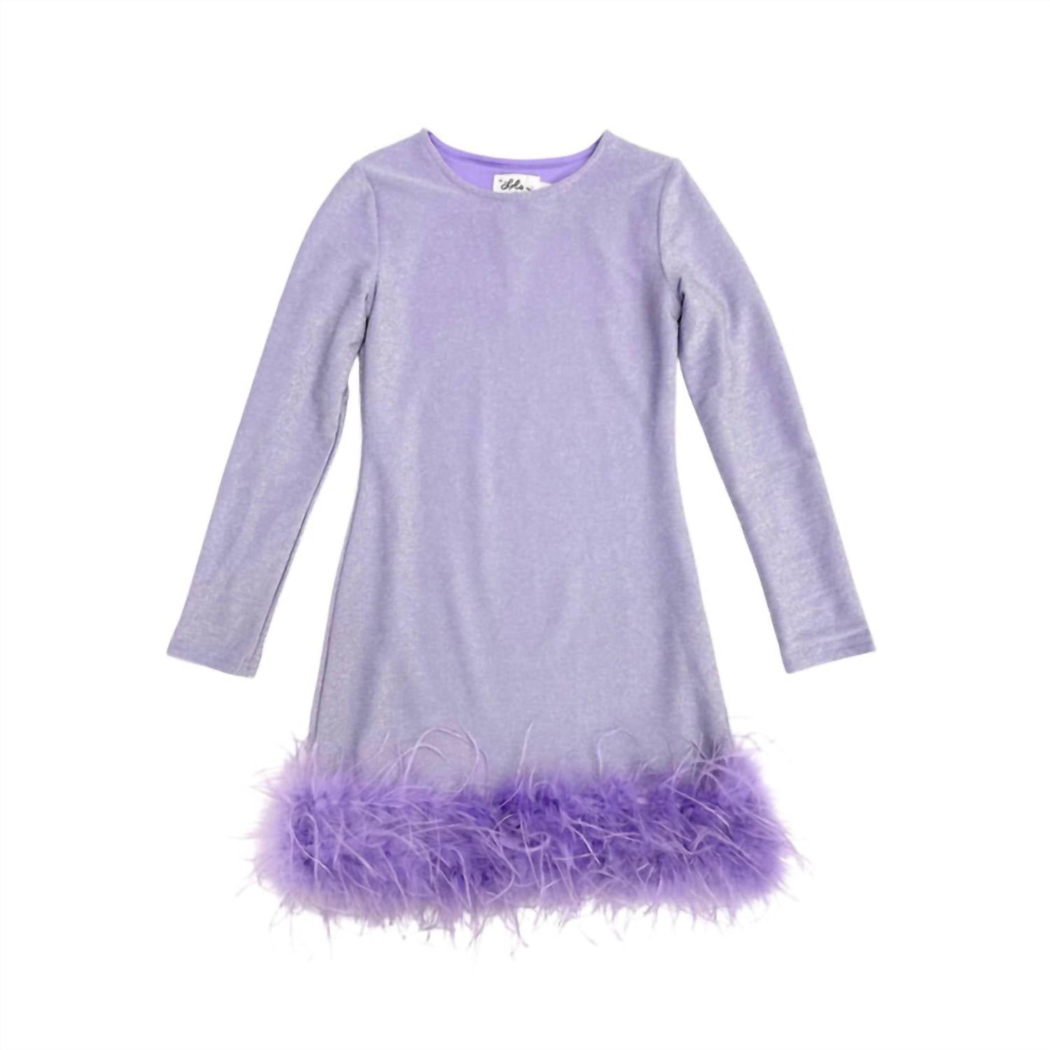 Lola + The Boys Shimmer Feather Dress in lavender - kids' dress - view 4