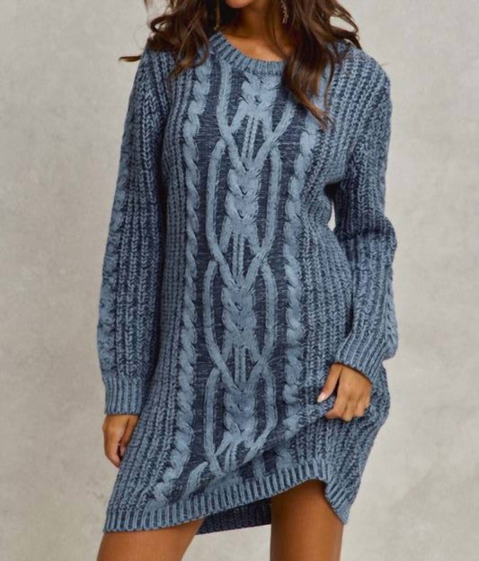 So Me - Alora Two Tone Cable Knit Sweater Dress