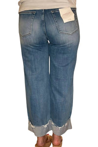 Vervet By Flying Monkey - Novelty High Rise Cuffed Wide Leg Jean