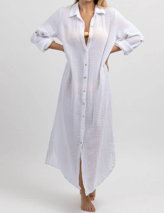 GAUZE MAXI SHIRT DRESS