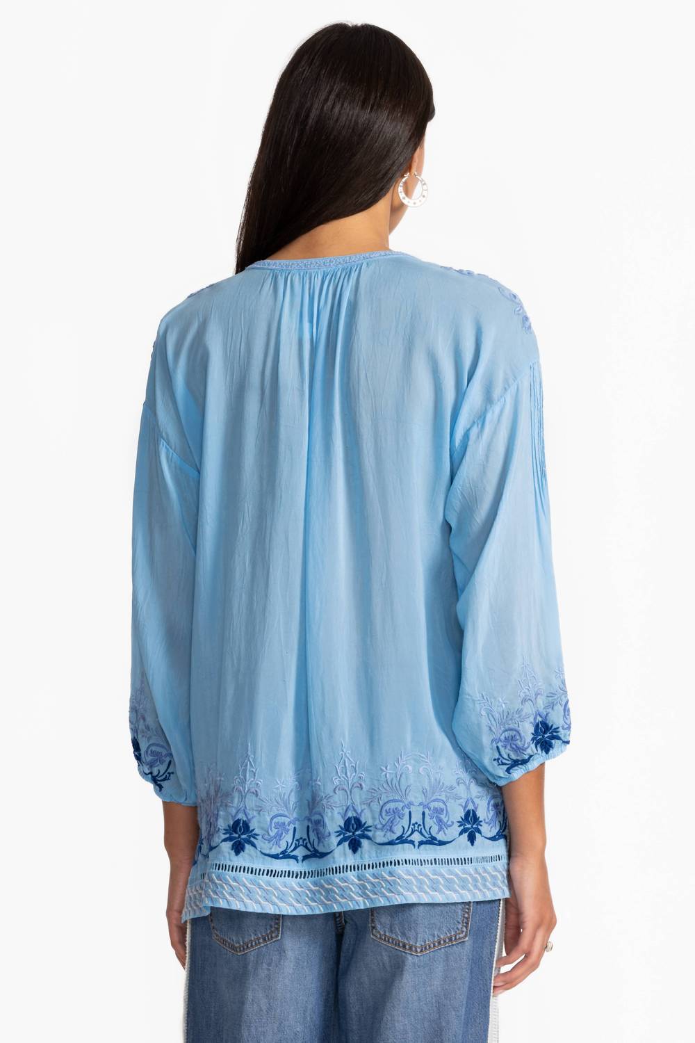 Johnny Was MARGOT BLOUSE in ethereal blue - women's blouse - view 4