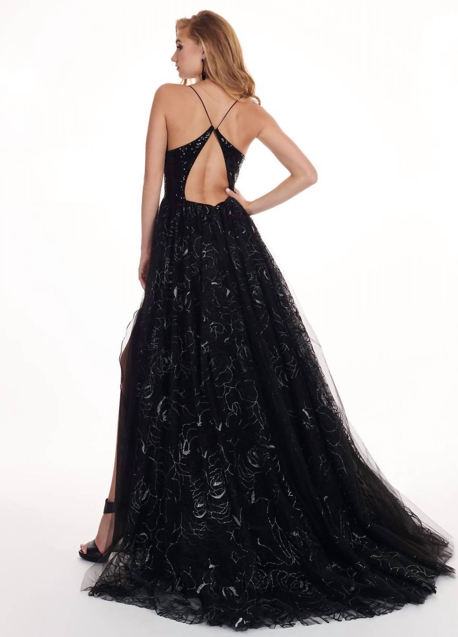 Rachel Allan - Fully Sequined Gown With Sheer Overlay