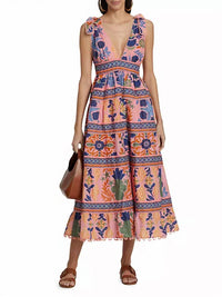 Farm Rio - Seashell Tapestry Midi Dress Seashell Tapestry Pink