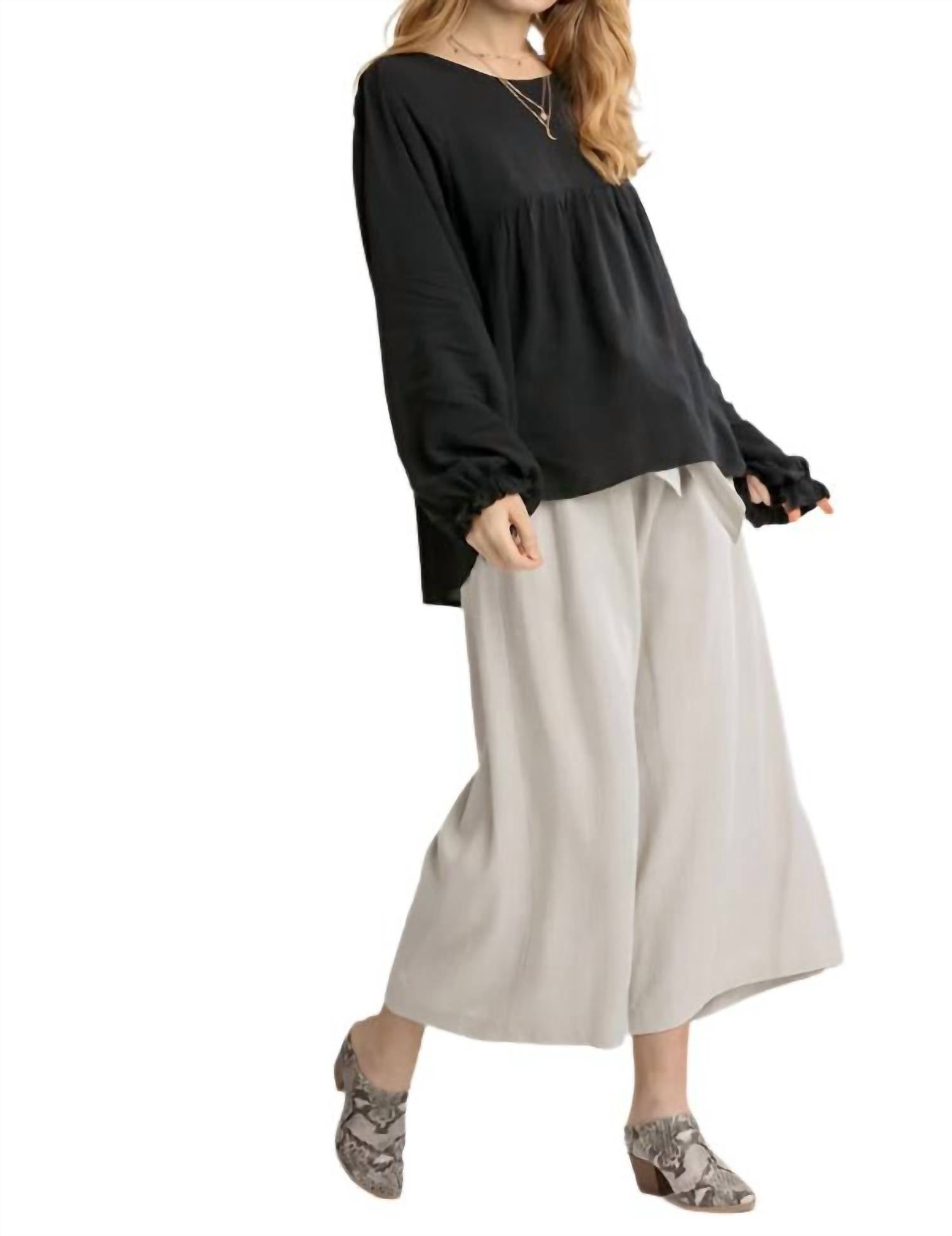 Umgee - Pleated Detail Babydoll Top