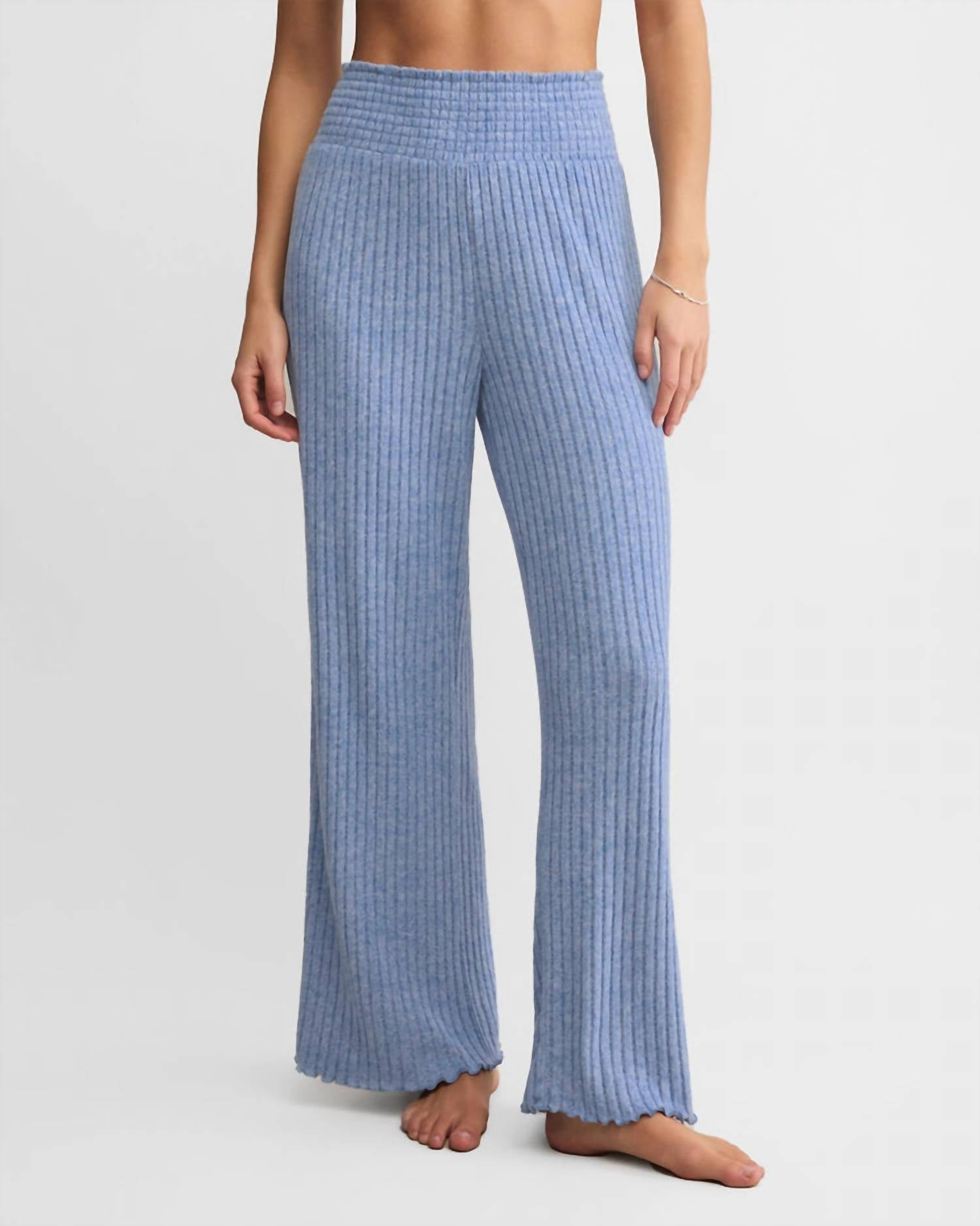 Z Supply Dawn Smocked Mini Ribbed Pant in riviera - women's pants