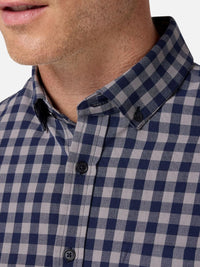 Mizzen + Main City Flannel Top in nickel hayes gingham - men's long sleeve top - alternate view