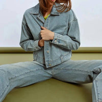 Lili Sidonio - Rhinestone Straight Cut Jean Jacket