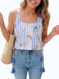 Entro - Summer Print Stripe Crop Top
