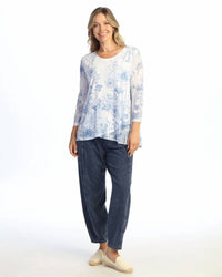 Jess & Jane - Mesh Contrast Burnout Tunic