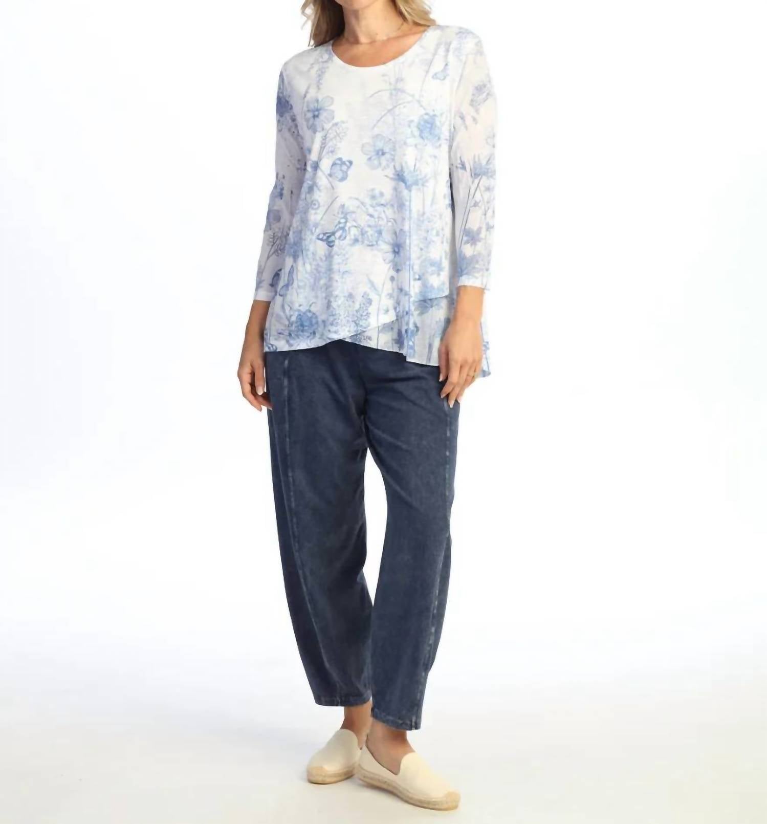 Jess & Jane - Mesh Contrast Burnout Tunic