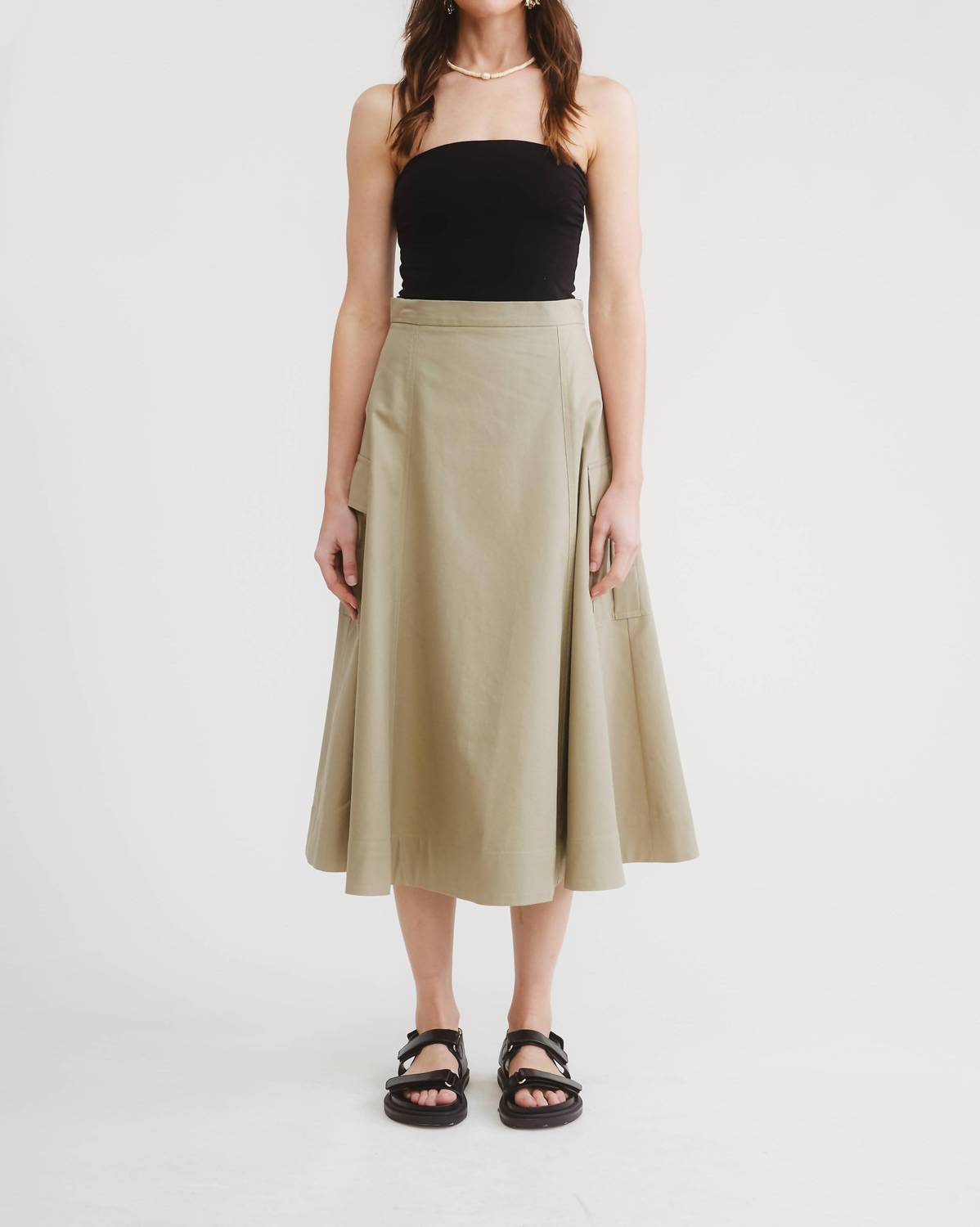 Flat White - Dune Cargo Midi Skirt