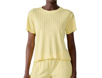 LESET Pointelle Slim Fit Tee in pale yellow - women's t-shirt