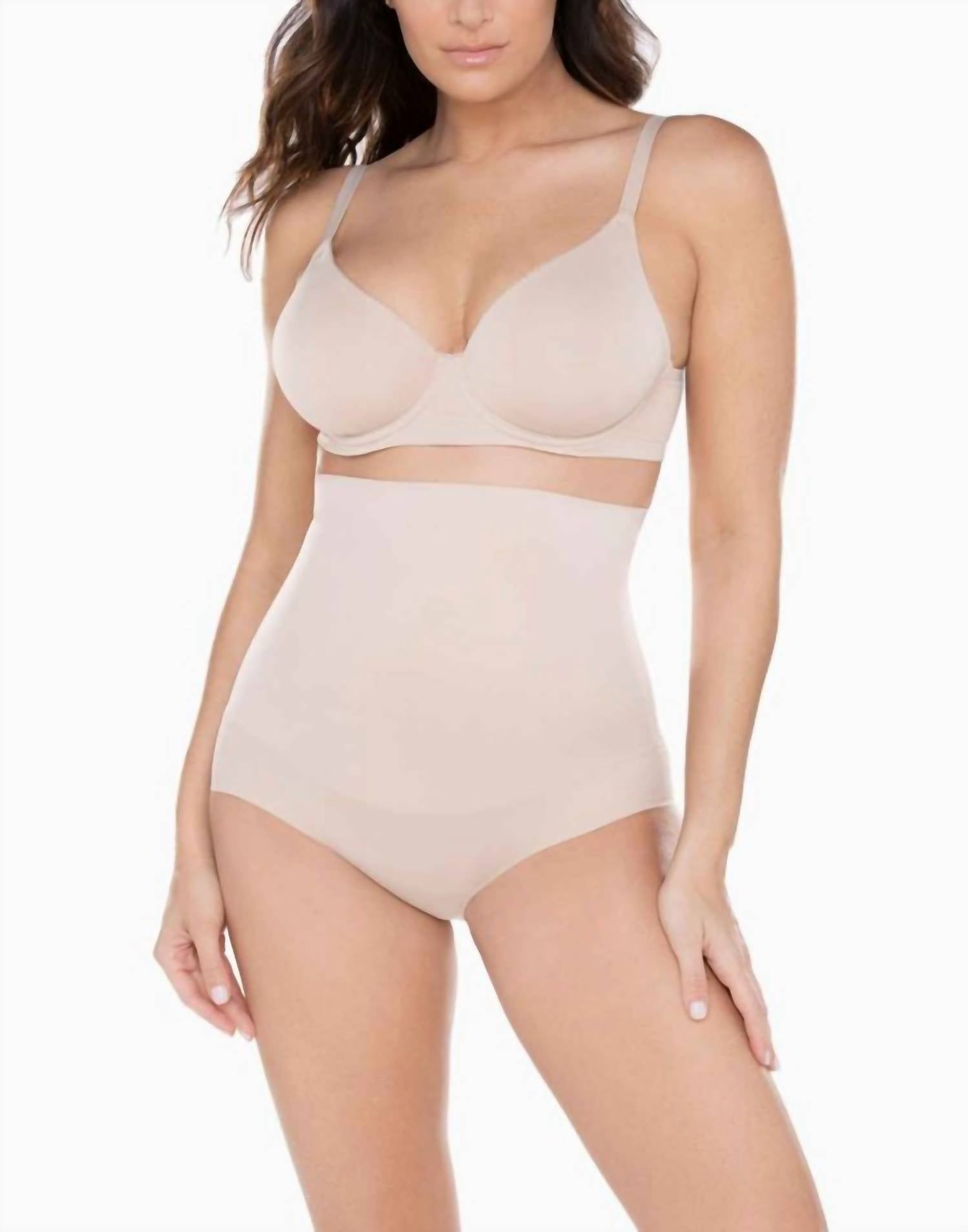 Miraclesuit Comfy Curves Hi-waist Brief in beige - women's intimate - detail view