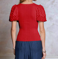 Current Air - 3d Floral Short Sleeve Knit Top