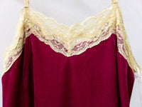 Aratta - Women's Velvet Lace Trim Cami With Button Down Back