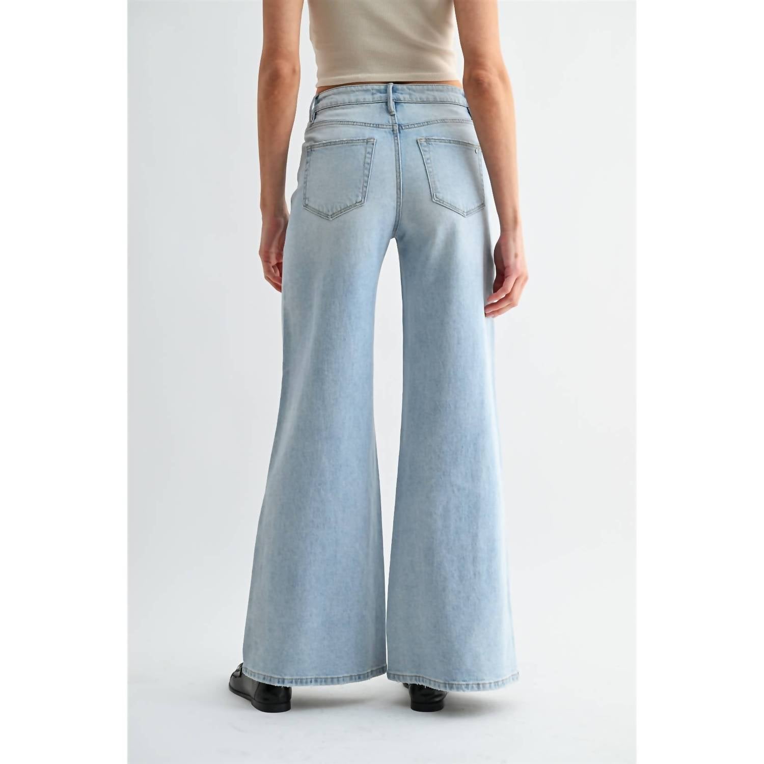 Mica Denim - Mid Rise Vintage Wide Leg Jeans