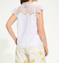 Fdj - Flutter Sleeve Placed Eyelet Top