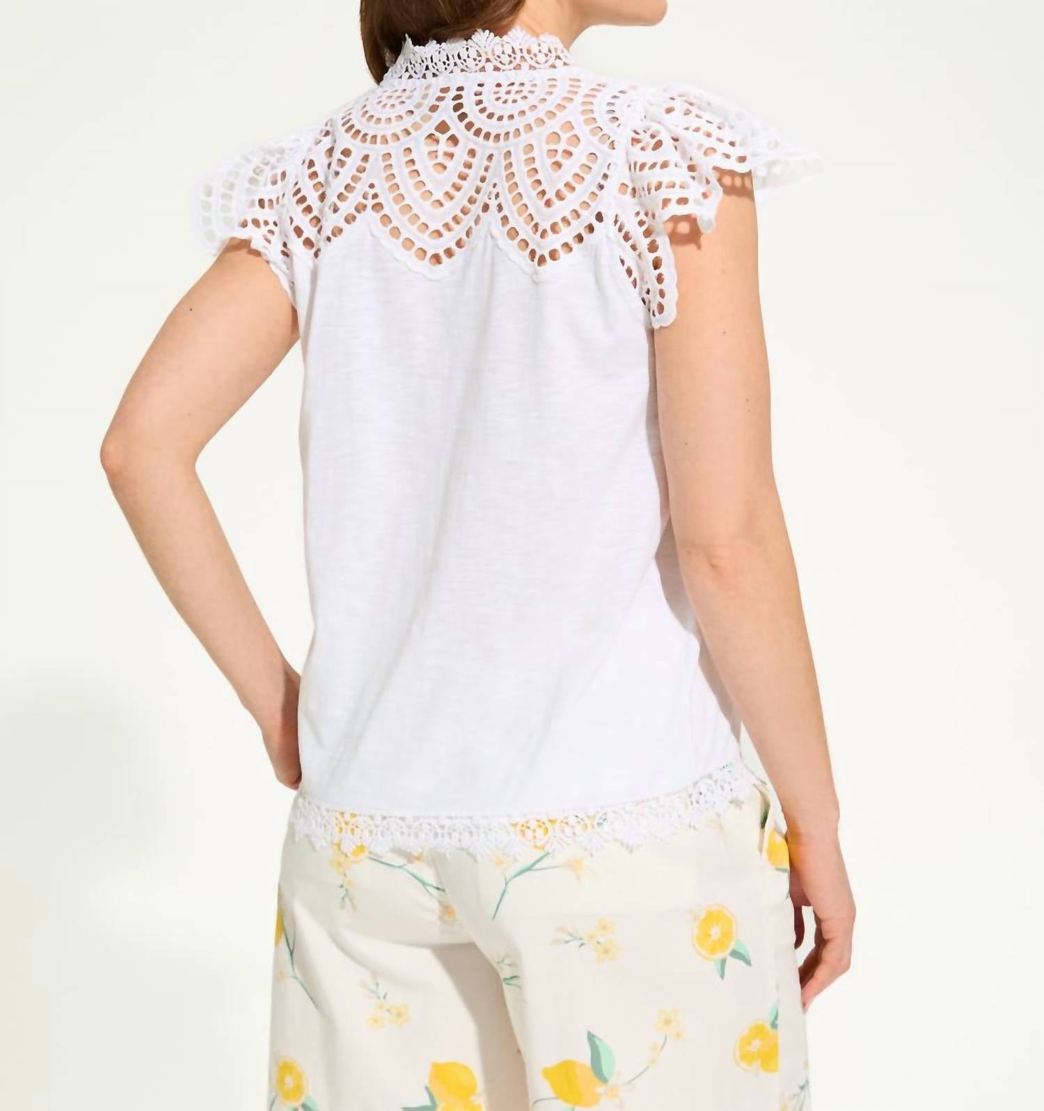 Fdj - Flutter Sleeve Placed Eyelet Top