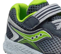 SAUCONY Junior Toddler's Ride 10 Sneakers in gray lime - kids' sneaker - detail view