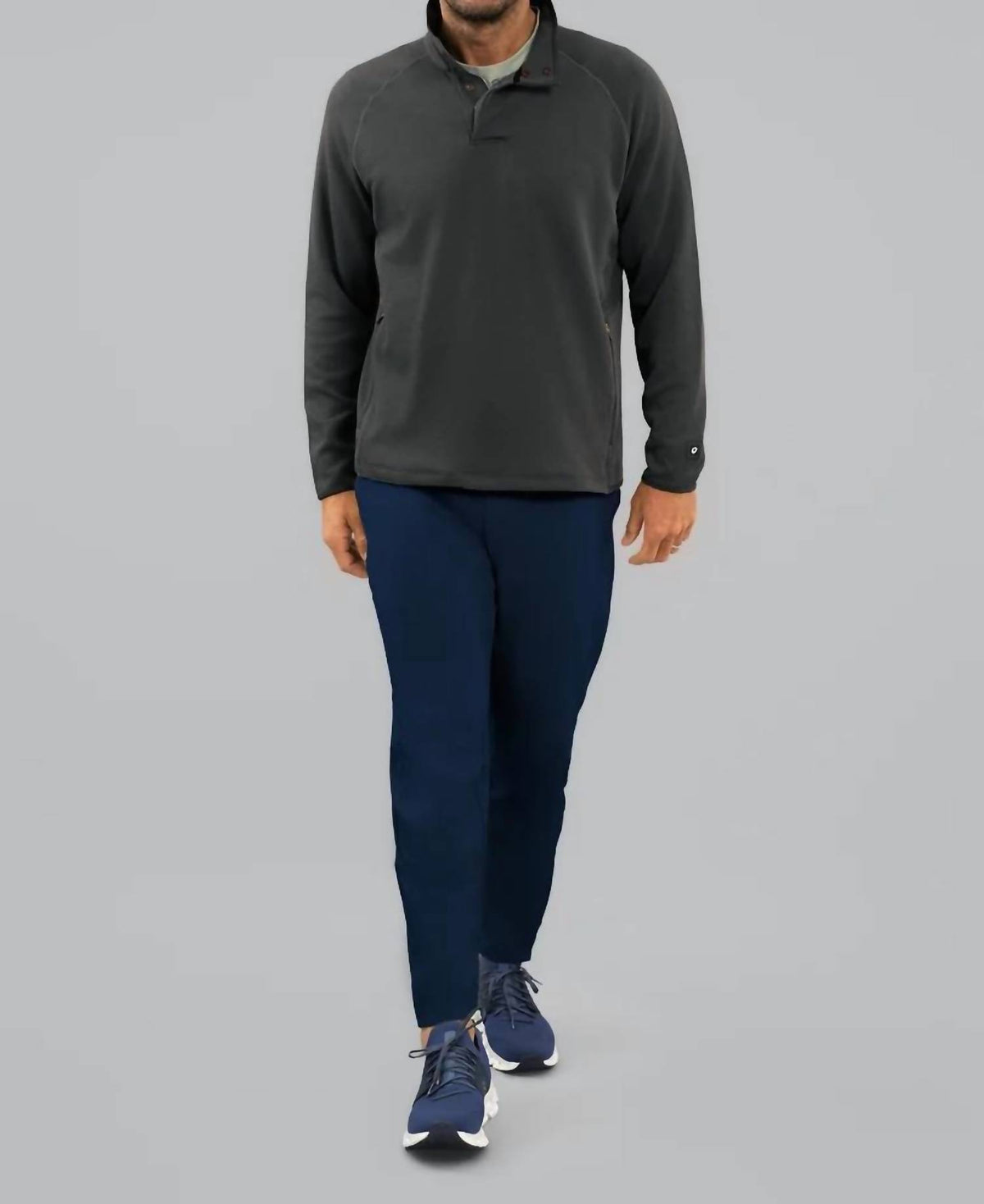 Ibkul - Waffle Knit 1/4 snap pullover Sweatshirt