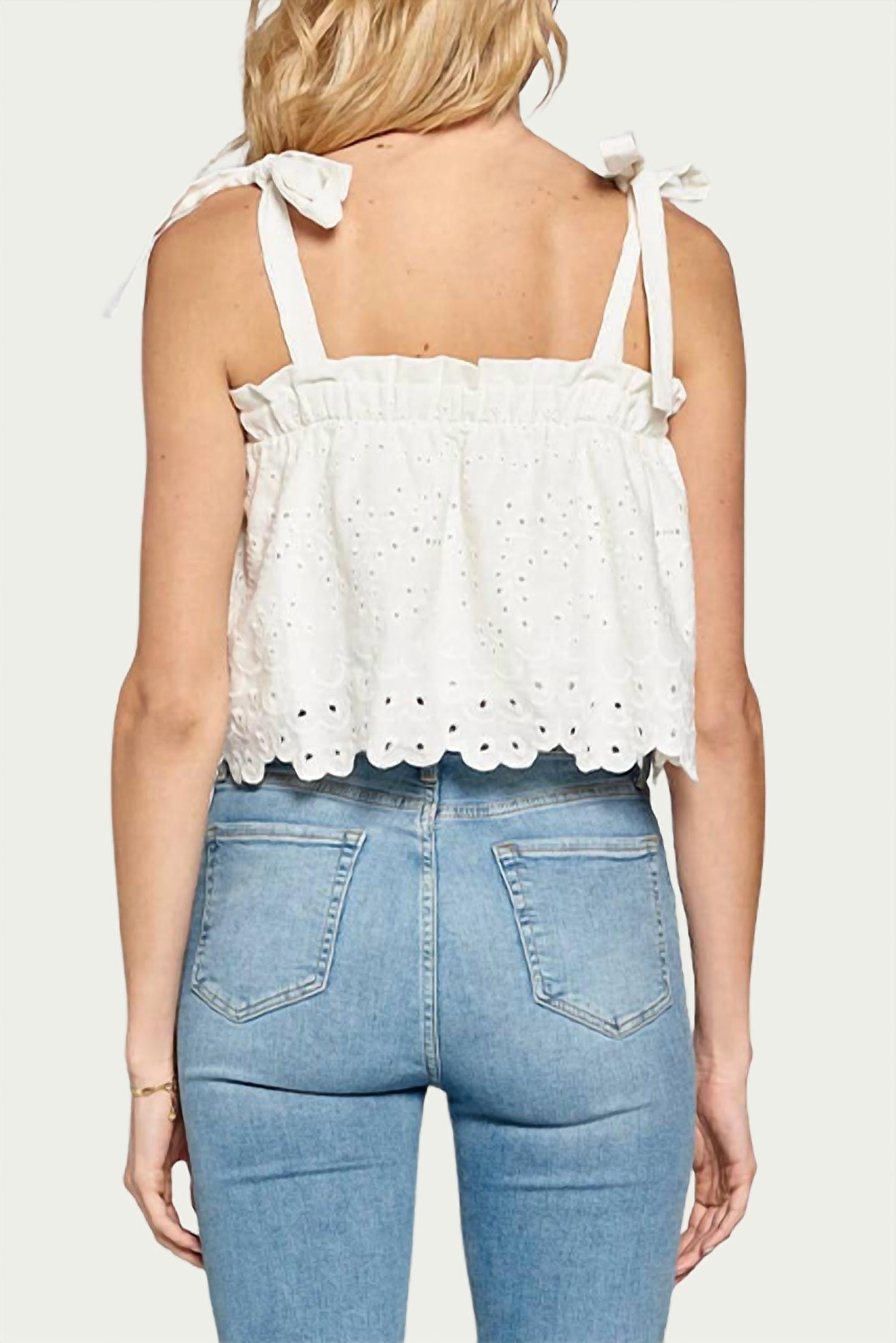 CROPPED BRODERIE ANGLAISE COTTON TOP