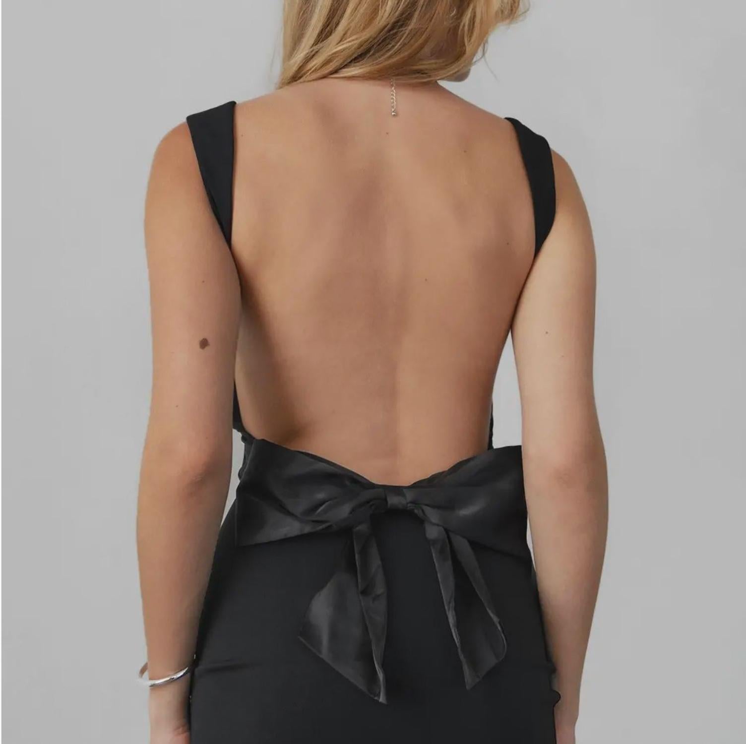 Tic Toc - Scoop Back Mini Dress With Satin Bow Back