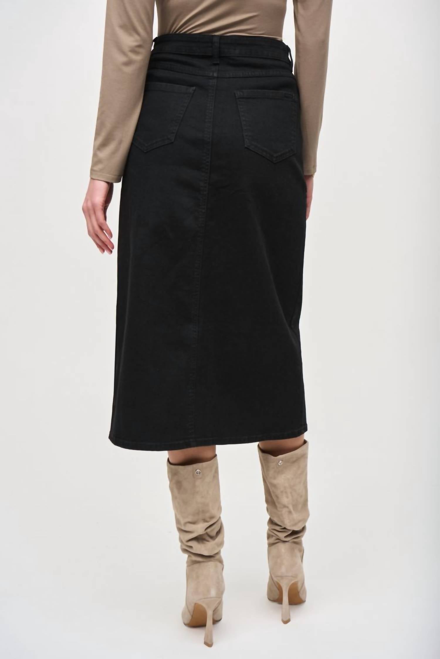 Joseph Ribkoff - Front Slit Midi Jean Skirt