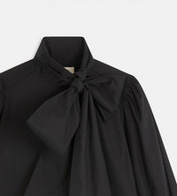Suncoo Women's Leny Bow Top in noir - women's shirt - detail view