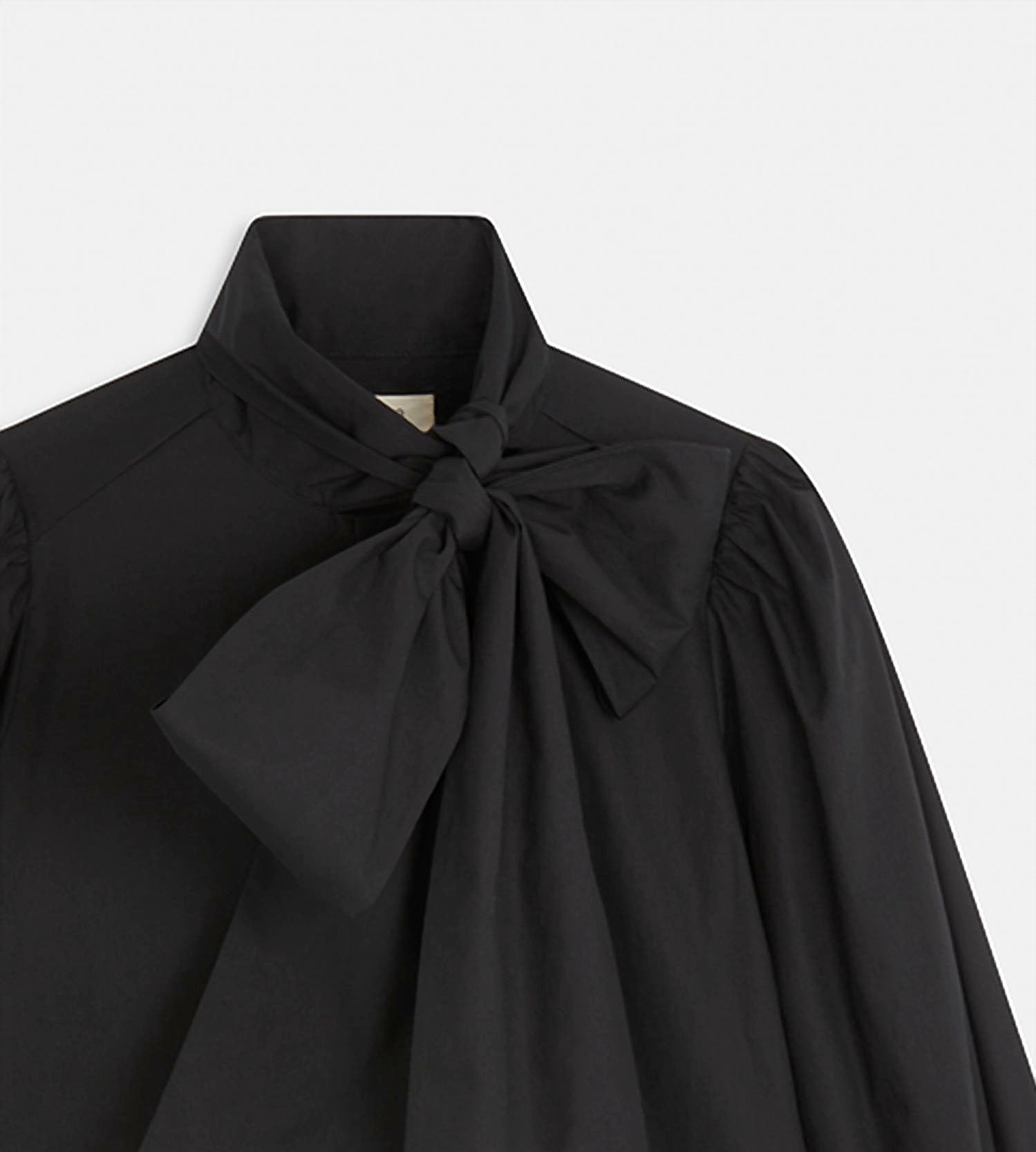 Suncoo Women's Leny Bow Top in noir - women's shirt - detail view