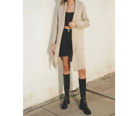 DRESS FORUM Open Front Long Cardigan in taupe - women's cardigan