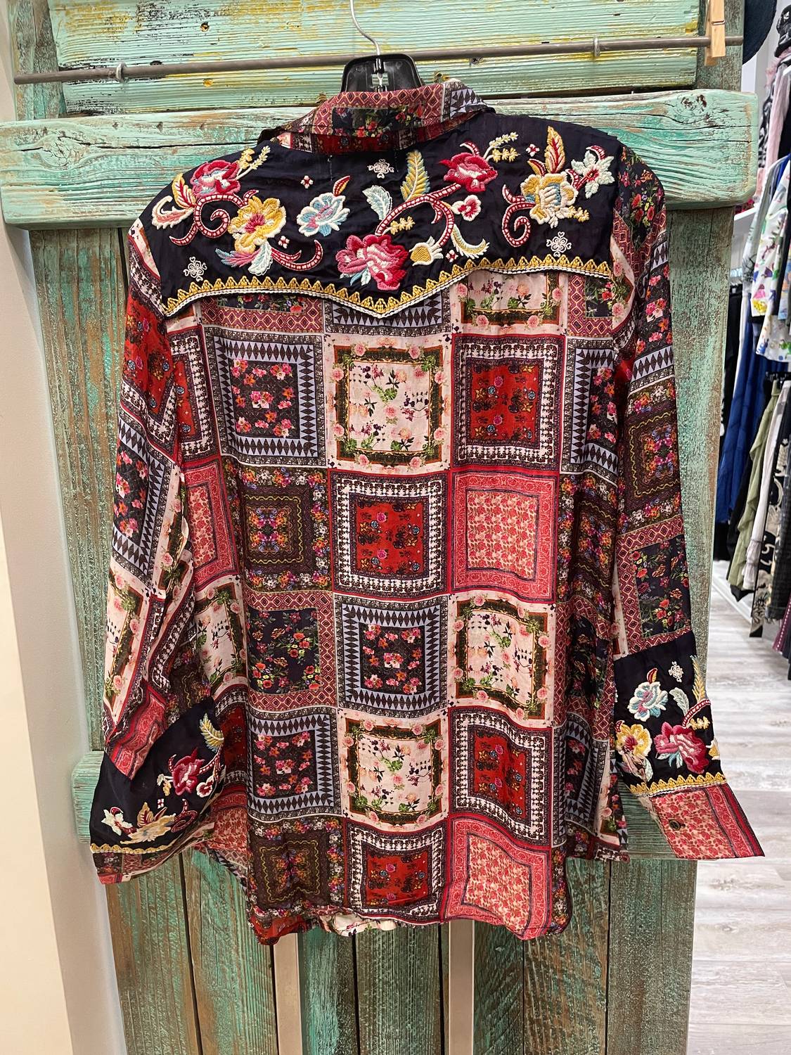 All About Her - Women's Embroidered Button Blouse
